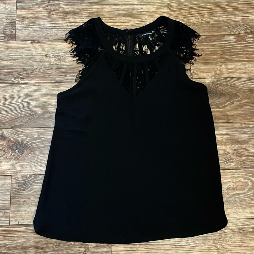 Black Lace Cap Sleeve Blouse